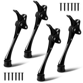 Gudui Kickdown Door Stopper, 6 Inch Heavy Duty Door Stoppers Door Stops Indoors with Non-Slip Rubber Tip, Black Door Stop Keep Door Open Wall Protector Doorstops, 4 Pack