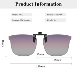 LJCZKA Polarised Sunglasses Clip Men Women Sunglasses with Clip for Glasses Wearers Polarised Clip on Sunglasses UV Protection, Gradient Purple Pink