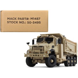 DCD Mack Defense M917A3 Tan 1/50 Heavy Dump Truck First Gear 1/50 Diecast Model Toy