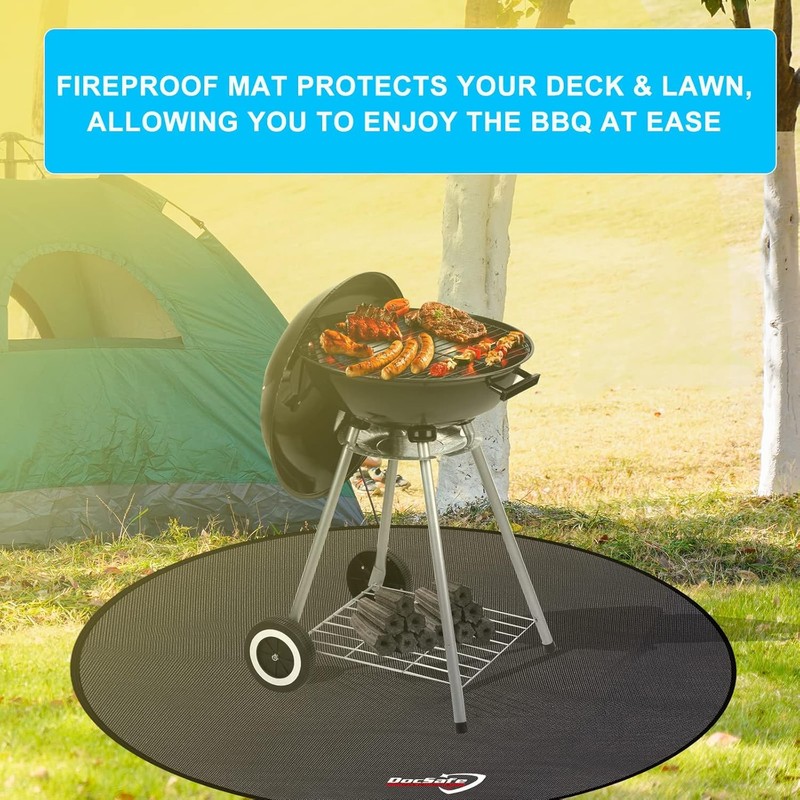 DocSafe 48" Round Fire Pit Mat, 4-Layer Fireproof Under Grill