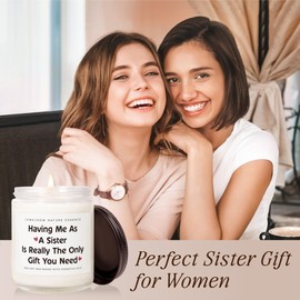 LUMELOOM Mothers Day Gifts for Sister Funny- 9oz Lavender Scented Soy Wax Candle - Unique Sister Birthday Gifts, Graduation Present Ideas, Candle for Sis