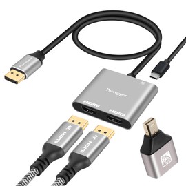 Purcopper DisplayPort to Dual HDMI Adapter (Dual 4K@60Hz), DP to HDMI Splitter, 1 DP Male to 2 HDMI Female, for Dual Monitors, PC, Graphics Card