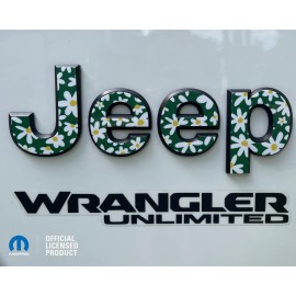 Mopar JEEP Wrangler Rubicon fender emblem vinyl decal sticker overlay GREEN DAISY