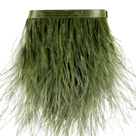 2 Yards Ostrich Feathers Trims Fringe - for Dress Sewing Crafts Costumes Decoration (Champagne)