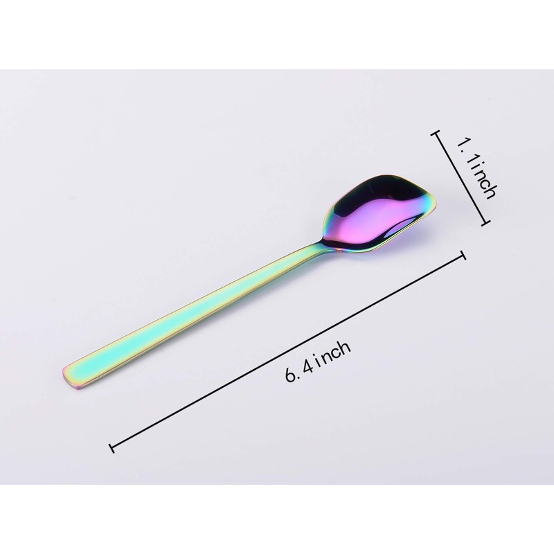 GoGeiLi Yogurt Spoon, Stainless Steel Gelato/Ice Cream Spoon, Rainbow Fruit