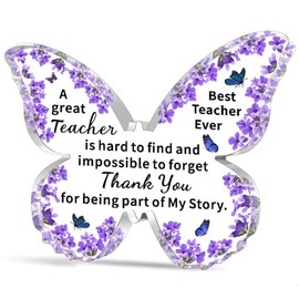 WTOPP Teacher Gifts For Women,Thank You Teacher Gifts,Butterfly Acrylic Plaque Gifts For Teacher Leaving Teacher Chrsitmas Birthday Gifts,Teacher Leaving Gifts End Of Term