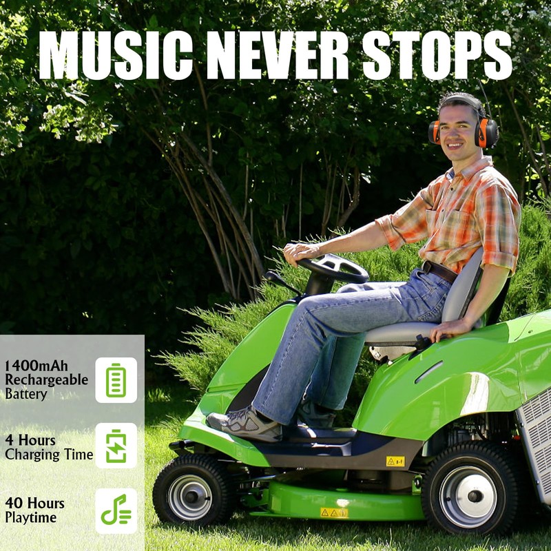 Gardtech Bluetooth Ear Protectors with Radio FM AM Orange, orange