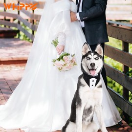 Tuxedo Bandana Collar with Bow Tie Pet Wedding Tux Formal Costumes Engagement Birthday Pets Suit Outfit for Dog Cat