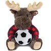 DolliBu Moose Stuffed Animal with Soccer Plush - Soft Huggable