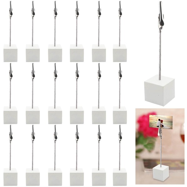 Memo Clip Holder, Pack of 20 Photo Holders with Clips, Picture Holder with Clips, Vertical Note/Photo Holder, Photo Cube for Pictures, White