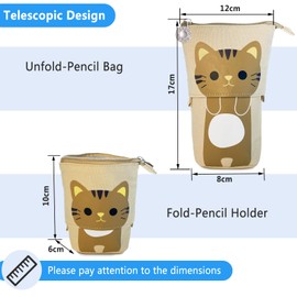 Senbaler Pencil Case with Zip, Telescopic, 2-in-1 Pencil Case and Pen Holder for Girls, Boys, Teenagers, yellow