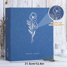 Lanpn Photo Album 4x6 1000 Pockets, Extra Large Capacity Linen Cover Picture Albums Holds 1000 Horizontal and Vertical Photos Blue