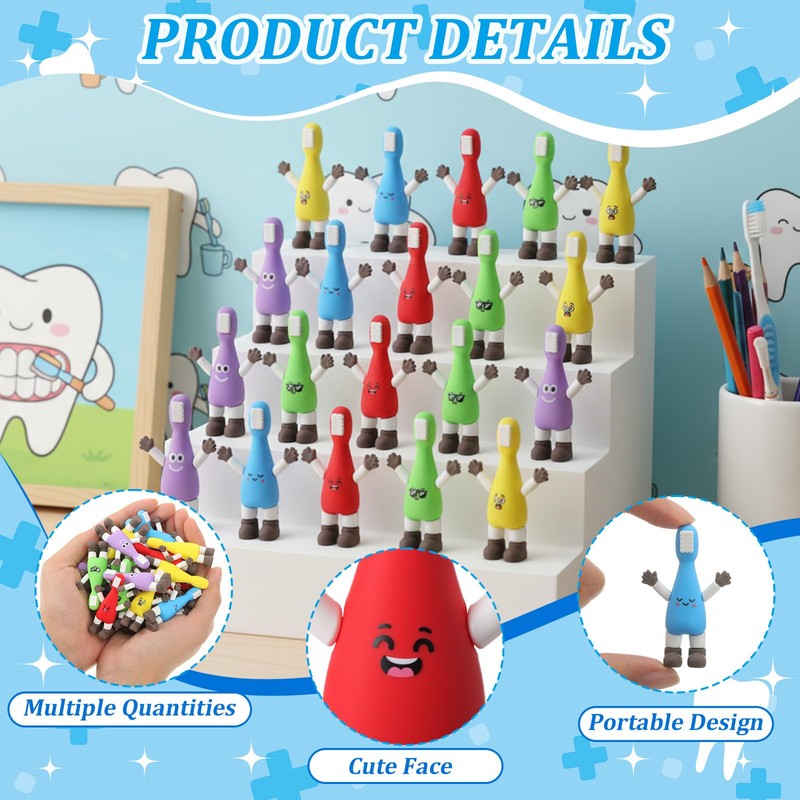 Thyle 25 Pcs Mini Dental Prizes Tooth Figures Party,Funny Expression