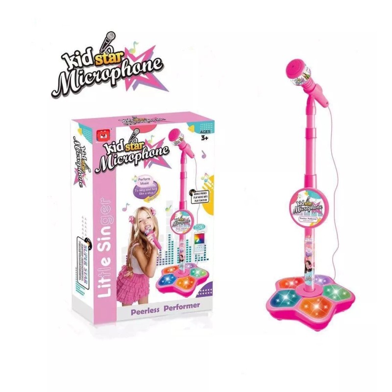MARZSEFLO Infantil Karaoke Micrófono Juguete Con Base Bocina Luces