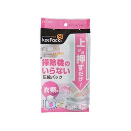 Towa Sangyo Storage Bag, Pressing from the Top, Compression Pack, For Clothes, Clear, Approx. 23.6 x 23.6 x 12.6 inches (60 x 60 x 32 cm), 1 Piece