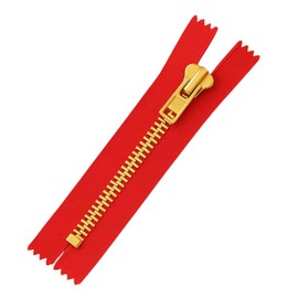 Giddy Square 6" (15cm) Red Jeans Zip – Durable Metal Zipper for Denim & Heavy Fabrics – Great for Sewing & Clothing Repair