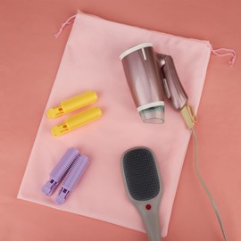 Segbeauty Large Pink Velvet Bag, 2pcs Velvet Jewelry Pouches with Satin Liner, 15.7x11.8in Velvet Drawstring Bags Satin Flannel Storage Bag for Gift Travel, Organizer Bag for Comb Attachment Clothes