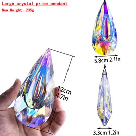 120mm/4.7in Crystal Prism Suncatcher Window Hanging Sun Catchers AB Colored Crystals Faceted Prism Rainbow Maker Pendant Ornament for Christmas Tree