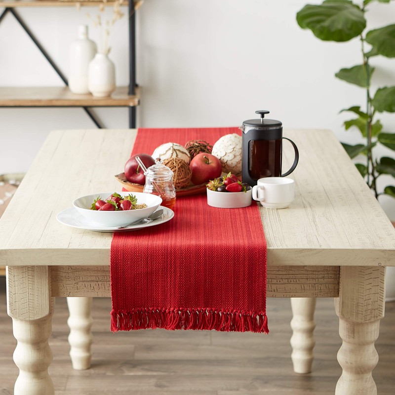DII Variegated Tabletop Collection, Table Runner3x72, Tango Red
