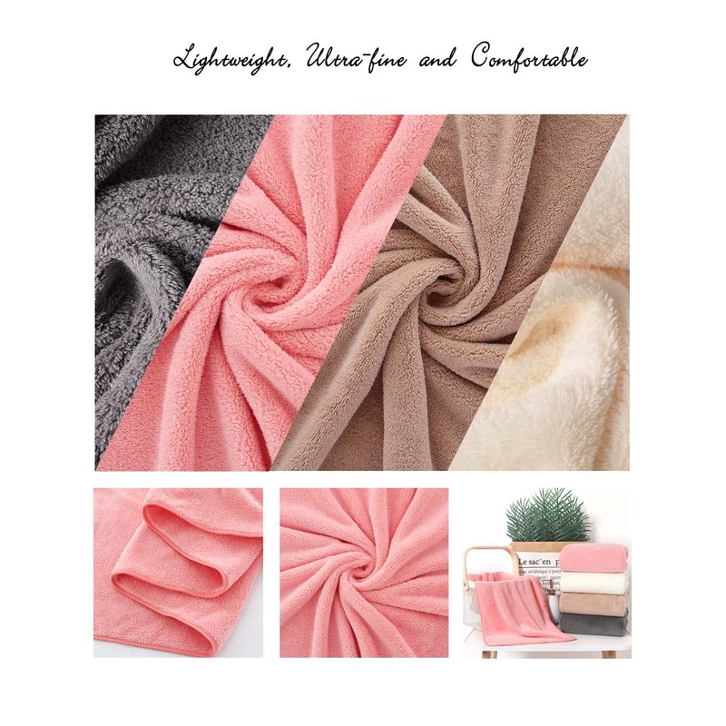 4-Pack Quick-Dry Fluffy Hand Towel Set Featherlight 29" L x