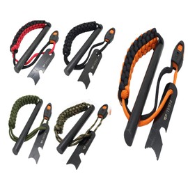 PISAU Ferrocerium Ferro Rod Flint + Blow Tube + case with Paracord Lanyard Handle, Striker and Whistle, Used for Camping, Barbecue, Outdoor Activities. 12.7cm Long (Black)