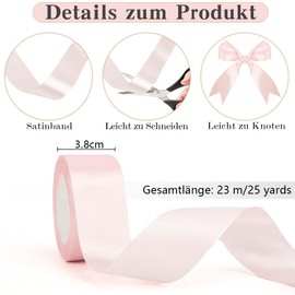 30 Yards Pink Satin Ribbon 1 1/2inch, Craft Fabric Ribbon Bulk Solid Roll for Gift String Ribbon for Craft, Flower Bouquets, Floral Arrangement, Gift Wrapping, Bow Making, Wedding Party Decoration