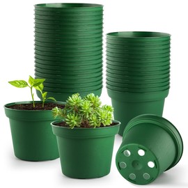 RooTrimmer 160 Pack 3 Inch Green Nursery Pots - Plastic Seedling, Seed Starter, Germination Pots with Drainage for Plants, Succulents, Flowers, Transplanting Gardening Gifts