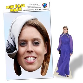 Party People 1 x Princess Beatrice Of York - Ready To Wear Celebrity Face Mask Includes Freestanding 20cm Desktop Standee Card Cutout - Standee Princess Beatrice