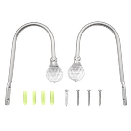 Curtain Holdbacks, 1 Pair Wall Mounted Curtain Tie Backs Hooks For metal curtain tie backs U Form Metal Drapery Silver Decorative Curtain Holder Tie-Backs For Fixed Curtain or Items