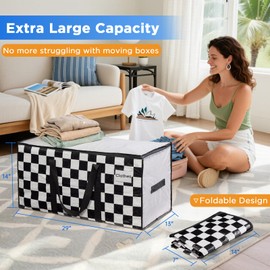 BETU 8 Pack Moving Bags Moving Storage College Dorm Camping Packing Travel PE Heavy Duty, Sturdy Handle, Zipper Large Storage Tote Bag Moving Boxes Box Alternative - White Plaid 29L x 15W x 15H