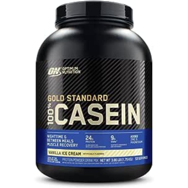 Optimum Nutrition Gold Standard 100% Micellar Casein Protein Powder, Slow Digesting, Helps Keep You Full, Overnight Muscle Recovery, Creamy Vanilla, 4 Pound (Packaging May Vary)