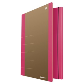 DONAU LIFE 2060001FSC-30 Folder with Elastic Band, Cardboard, Grammage 500 g/m² with 3 Flaps, DIN A4, Pink, Document Folder, Folder, Folder, for Office, School and Home, FSC® Certified