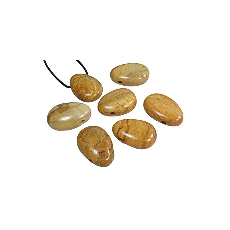 Lebensquelle Plus Yellow Jasper Drop Pendant | Drilled Tumbled Stone