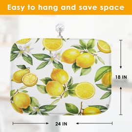 Sanwarm Absorbent Dish Drying Mat, Floral Lemon Fruits Vintage Microfiber Pad for Kitchen Counter, Coffee Bar Decor, Heat Resistant and Reversible, 18" x 24"