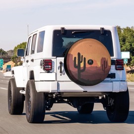 Foruidea Desert Sunset Cactus Spare Tire Cover with Backup Camera Hole Wheel Tire Cover Fit Trailer, RV, SUV and Many Vehicle 17inch