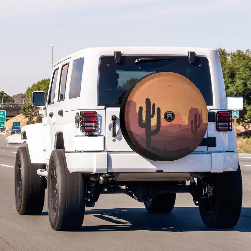 Foruidea Desert Sunset Cactus Spare Tire Cover with Backup Camera