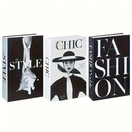 Xydedoing 3 Pcs Decorative Fashion Book Set, Black and White Faux Books for Home Decor, 3-Piece Nordic Style Display Books, 10.5 x 6.7 * 1.65 inches
