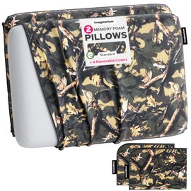 Imaginarium Cooling Memory Foam Fun Pillow with Cool-to-The-Touch Cover 2 Pack (Camo) Plus 2 Additional Pillow Covers