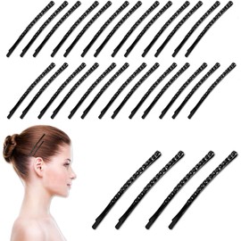 WADY 40 Pcs Black Rhinestone Jumbo Bobby Pins, Metal Hair Clips Sparkly Crystal Diamond Hair Pins Decorative Shiny Hair Barrettes Hair Accessories for Women Thick Long Updo Style (Large)