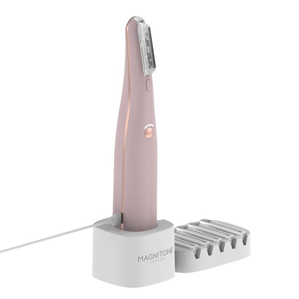 Magnitone DermaQueen Vibra-Sonic Facial Hair Removal + Dermaplane Exfoliator, Instant Smoother, More Radiant Skin, Removes Facial Fuzz, Exfoliates Dry + Dead Skin, Vibra-Sonic Technology