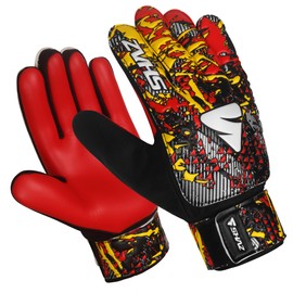 Shaz Soccer Goalkeeper Gloves for Kids Boys Children Youth,Funky Football Goalie Gloves Anti Slip 4mm Latex Palm with Strong Grip & Double Wrist Protection (Size 6 Suitable for 13-15 Years, Red)