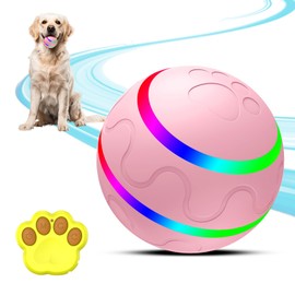 Smart Interactive Dog Ball, Remote Control Interactive Dog Toys, Automatic Moving, Safe Material Jumping Ball for Dogs, Rechargeable Vibrating Bouncing Toys for Medium Large Dogs, Pets-Pink
