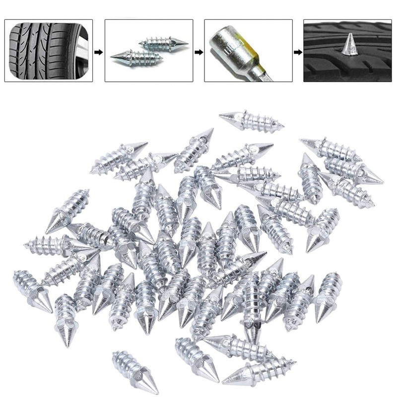 50Pcs Tyre Rivets Anti Slip Ice Snow Spikes Car Motorcycle