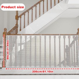 2 Metre Stair Safety Net, Children's Safety Net, Stair Railing Fence Mesh, Baby Balcony Net, Stair Safety Net for Children, Safety Net, for Babies