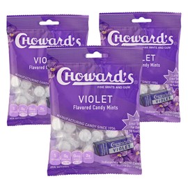 Choward's Violet Mints Candy Bag | Bold Aromatic Flavor | Perfect for Snacks in Lunchboxes, Travel, Sharing, and Gifting | Nostalgic Vintage Candy | 3 Pack (49 Individually Wrapped Candy Mints)