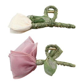 GOMAKERER 2 Pcs 2 Styles Hair Claw Clip for Women, Tulip Hairclips Elegant Floral Non-slip Hair Clips Decorative Accessories for Wedding Party Hair Making Salon Supplies