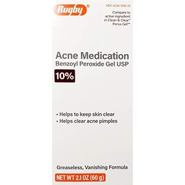 Rugby Acne Medication, Benzoyl Peroxide 10% Gel, 2.1oz