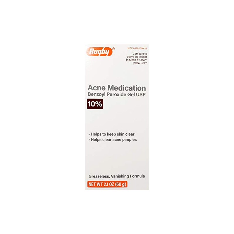 Rugby Acne Medication, Benzoyl Peroxide 10% Gel, 2.1oz