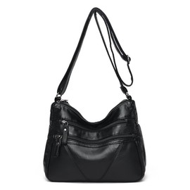 LassZone Women's Crossbody Shoulder Bag Soft PU Leather Handbag Multi-Pocket Messenger Bag Waterproof Purse for Ladies