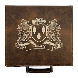 Cleary Irish Coat of Arms Leather Poker Set
